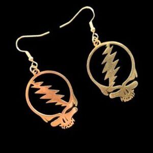 1 Pair Grateful Dead Gold Plated Stainless Steel Earrings Steal Your Face
